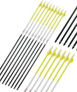 Linkboy Archery Carbon Arrows Hunting Practice Target Arrows 28/29/30/31/32inch Removable Tip for Compound Recurve Long Bows, Spine 250 300 340 400 500 600 700 800 900 1000, Pack of 12PCS