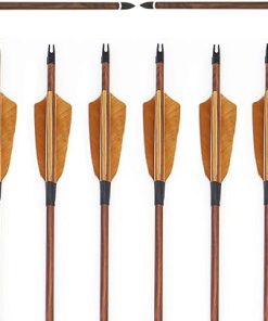 12pcs Carbon Arrows 30 Inch Hunting Arrows Wood Camo Shaft Spine 400 with 4 Inch Natural Feathers & Extendible Arrow Quiver for Recurve & Traditional Bows 2