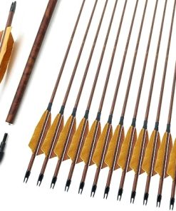 28 Inch/30 Inch Carbon Archery Arrows, 500 Spine with 4 Inch Turkey Feather Fletching, Removable Tips Hunting and Target Practice Arrows for Compound Bow and Recurve Bow, 12 Pcs