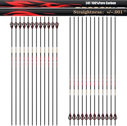 sanlida 100% Pure Carbon Arrows, 0.001″/0.003″/0.006″, Buy 12 Get 12 Free/Buy 6 Get 6 Free!10 Spines Deflection for Compound Bow & Recurve Bows (12PCS / 24PCS) sanlida 100% Pure Carbon Arrows, 0.001"/0.003"/0.006", Buy 12 Get 12 Free/Buy 6 Get 6 Free!10 Spines Deflection for Compound Bow & Recurve Bows (12PCS / 24PCS)